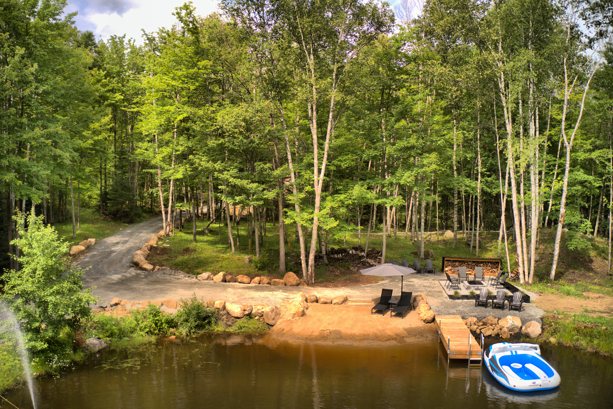 Pond, Beach, Firepit